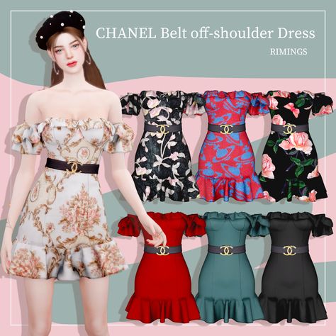 Sims Dresses, Sim4 Cc, Vestidos Dresses, Sims 4 Anime, Pelo Sims, Chanel Dress, Sims 4 Dresses, Normal Map, Sims 4 Mods Clothes