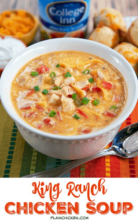 King Ranch Chicken Soup, Ranch Chicken Soup, Chicken Cream Of Mushroom, King Ranch Casserole, King Ranch Chicken Casserole, King Ranch Chicken, Ranch Casserole, Ranch Chicken Casserole, Leftover Rotisserie Chicken