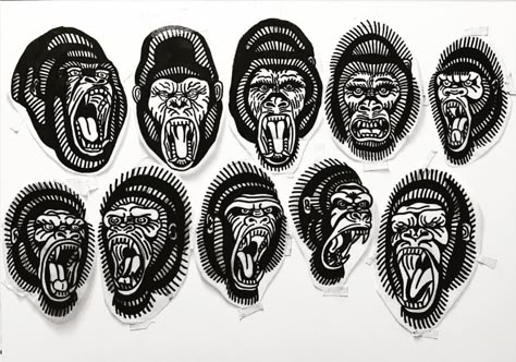 Embroidered tattoo patches with apes on Behance Tattoo Patches, Embroidered Tattoo, Traditional Black Tattoo, Gorilla Tattoo, Monkey Tattoos, Traditional Tattoo Sleeve, Traditional Flash, Skeleton Hand Tattoo, Old School Tattoo Designs