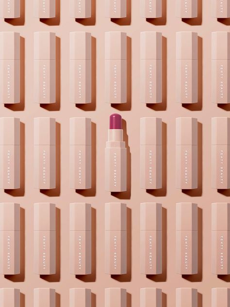 Liptint Photography Idea, Fenty Beauty Photography, Fenty Product Photography, Fenty Beauty Product Photography, Pattern Product Photography, Makeup Product Photography Ideas, Lipstick Product Photography Ideas, Lipstick Texture Photography, Cosmetic Product Shoot