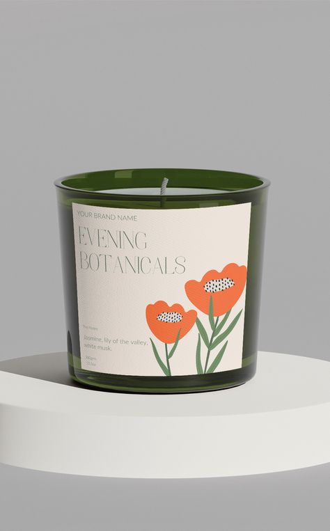 An elegant candle template displayed on a clean, white background. The label features stylish typography and minimalist design elements, creating a sophisticated and modern look for candle branding. Candle Products, Candle Template, Candle Label Template, Elegant Candle, Printed Candles, Candle Stickers, Candle Label, Elegant Candles, Warning Labels