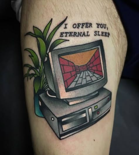 Computer Tattoo, Girl Neck Tattoos, Happy Tuesday Quotes, School Computers, Anchor Tattoo, Classic Tattoo, Baby Tattoos, Foot Tattoo, American Traditional