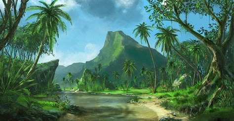 Ice Sphere, Dino Island, Cool Locations, Jungle Island, Dark Tide, Tropical Scenery, Hollow Earth, Kings Island, Jungle Art