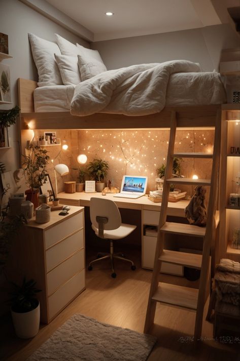 Transform your small dorm room with these stylish ideas! Create a cozy, functional space with aesthetic decor and efficient storage. Explore styles like pink, blue, minimalist, boho, simple, sage green, coastal, neutral, purple, blue and white, orange, modern, farmhouse, and more! #DormDecor #SmallDormRoomInspo #CozyDormRoom #DormRoom Dorm Room Ideas For Two People, Aesthetic Bedroom Ideas Loft Bed, Room Ideas Aesthetic Minimalist Boho, Tiny Room Inspo Aesthetic, Cozy Tiny Room, Bedroom Ideas 2 People, Small Room Design Bedroom Aesthetic Cozy, Loft Bed Inspo Aesthetic, Room Ideas Aesthetic Cozy Vintage