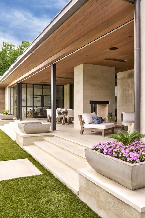 Design Per Patio, Moderne Have, Home Designs Exterior, Modern Front Yard, Casa Exterior, Barndominium Ideas, Dream House Exterior, Barndominium, Design Case