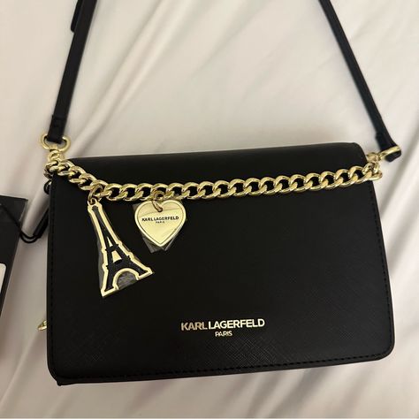 Karl Lagerfeld Black Crossbody Bag Brand New Chanel By Karl Lagerfeld, Karl Lagerfeld Bag Outfit, Karl Lagerfeld Bag, Karl Lagerfeld A Line Of Beauty, Karl Lagerfeld Sweatshirt, Karl Lagerfeld Bags, Black Crossbody, Black Cross Body Bag, Karl Lagerfeld