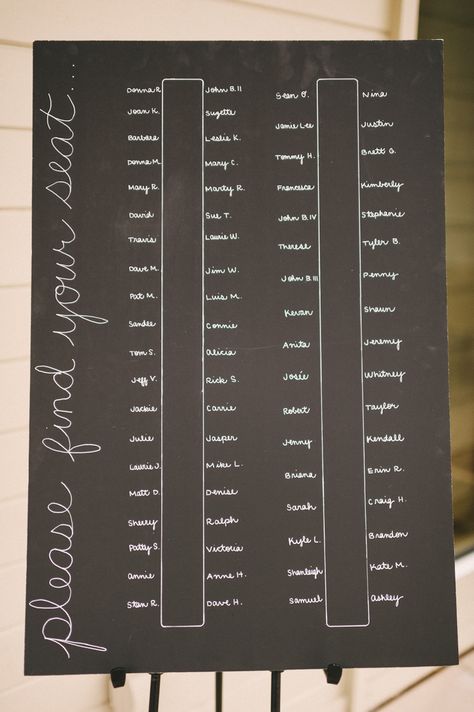 A great way to assign seats at long tables!  Photo:  John + Louise Wedding Table Layouts, Reception Seating Chart, Wedding Table Seating Plan, Long Table Wedding, Reception Layout, Italian Bistro, Seating Plans, Diy Seating, Table Seating Chart