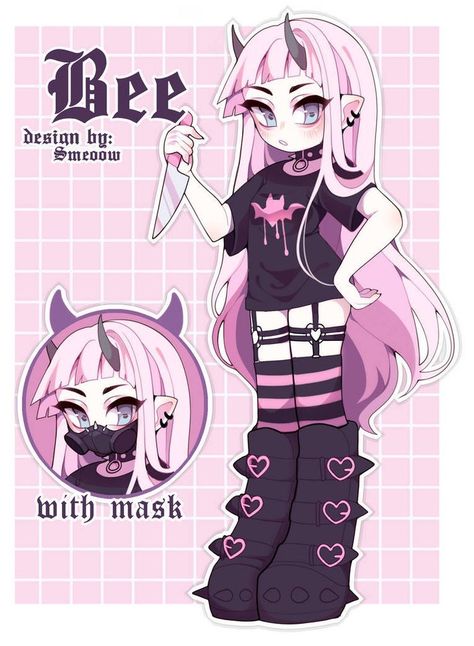 Pastel Goth Art, German Police, Rare Features, Ref Sheet, 캐릭터 드로잉, Cute Kawaii Drawings, Cute Art Styles, Creepy Cute, Art Tutorials Drawing