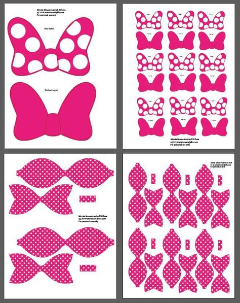 3-D Printable Bows & Cupcake Toppers - bjl Cupcakes Minnie Mouse, Γενέθλια Mickey Mouse, Baby Shower Cupcakes For Girls, Bow Cupcakes, Minnie Mouse Decorations, Cupcake Birthday Party, Trendy Baby Shower Ideas, Minnie Bow, Printables Free Kids