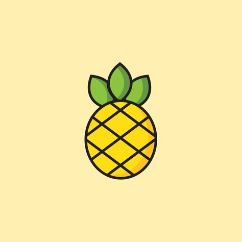 Fruit Simple Drawing, Fruit Doodles Easy, Fruit Drawing Simple, Pineapple Drawing Simple, Fruit Icon Aesthetic, Simple Pineapple Drawing, Pineapple Cartoon Drawing, Pineapple Slice Drawing, Pineapple Cartoon Cute