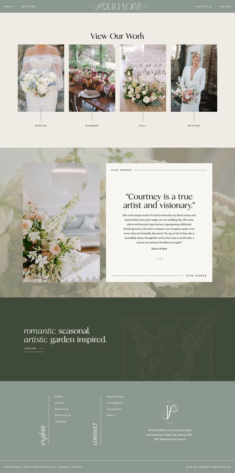 #Floral_Website_Design #Portfolio_Page_Design #Flower_Shop_Website #Romantic_Website_Design Portfolio Page Design, Wedding Planner Website Design, Romantic Website Design, Florist Website, Wedding Planner Website, Wedding Website Design, Photography Website Design, Beautiful Websites, Showit Website