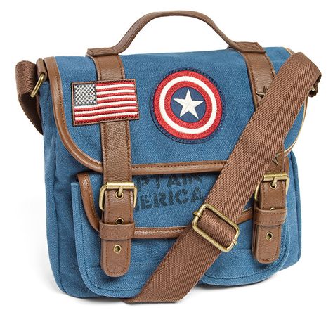 Captain America Canvas Crossbody Bag | ThinkGeek Captain America Canvas, Marvel Jewelry, Marvel Fashion, Marvel Backpack, Marvel Gifts, Marvel Clothes, Marvel Collectibles, Marvel Merchandise, Fandom Outfits