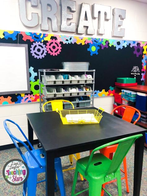 How Do You Start Back to School? Stem Classroom Decor, Neon Classroom, Steam Classroom, Themed Classroom Decor, Science Classroom Decorations, Stem Classes, Stem Elementary, Stem Lab, Stem Classroom