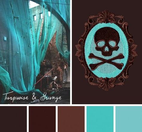 Design tip: Use a gorgeous photo to inspire a new color scheme for your designs. Turn your embroidery on it’s head with this bold Turquoise & Grunge color scheme. Use brown fabric with mostly matching Painted Bedroom, Living Colors, Brown Color Palette, Urban Threads, House Color Schemes, Palette Color, Color Palate, Design Seeds, Color Balance