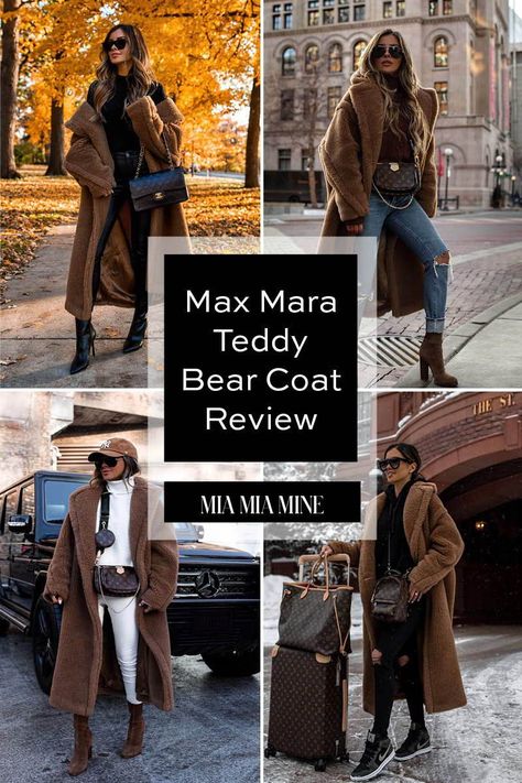 Today, I'm reviewing the single best designer piece in my fall and winter wardrobe: the Max Mara Teddy Bear Coat. With its lofty cocoon shape, natural fibers and toasty pockets, it feels a like blanket in the thick of winter – definitely the coziest coat I’ve ever worn. Head to my blog to see whether this shearling coat is worth the splurge and for some budget-friendly alternatives. #falloutfit #style #womensfashion #ootd Max Mara Teddy Bear Coat, Max Mara Teddy Coat Street Styles, Teddy Coats For Women, Teddy Bear Coats For Women, Max Mara Teddy Coat Outfit, Teddy Bear Coat Outfit Winter, Short Teddy Coat Outfit, Teddy Coat Street Style, Teddy Coat Outfit Winter