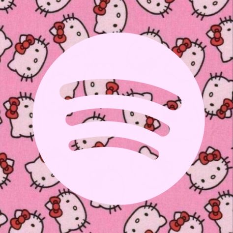 Hello Kitty Spotify Icon, Pfp Spotify, Spotify Pfp, Spotify Logo, Widget Icons, Pink Icons, Apple Theme, Phone Icons, Ios App Icon Design