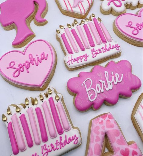 Barbie Cookies Birthdays, Barbie Birthday Cookies, Barbie Cookies Decorated, Barbie Sugar Cookies, Barbie Cookies, Engagement Party Cake, 25th Bday, Barbie Party Decorations, Cookies Birthday