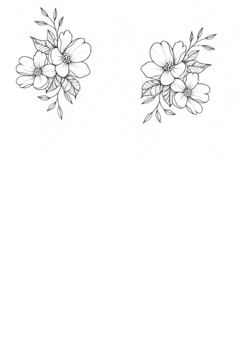 Flowers Matching Tattoo, Matching Bff Tattoos, Half Sleeve Tattoo Stencils, Nape Tattoo, Pretty Flower Tattoos, Doodle Journal, Jagua Henna, Family Tattoo Designs, Stencil Outline