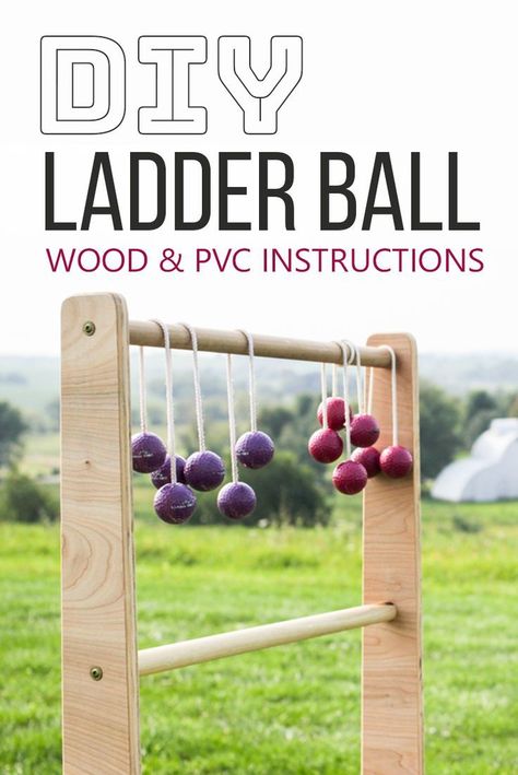 Diy Ladder Ball, Ladder Golf, Outdoor Yard Games, Ladder Ball, Ball Family, Diy Yard Games, Games Outdoor, Outside Games, Wood Family