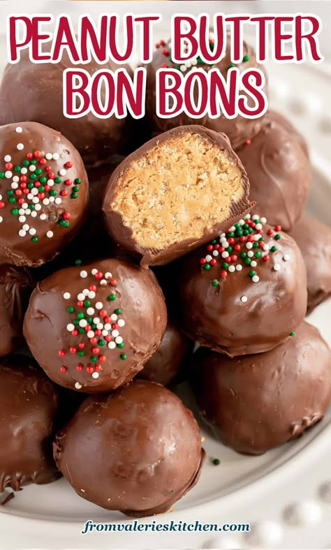 Iced Molasses Cookies, Peanut Butter Bon Bons, Dairy Free Christmas Cookies, Easy Homemade Candy, Chocolate Bonbons Recipe, Wedding Cookies Recipe, Sweet Truffles, Bon Bons Recipe, Holiday Candy Recipes