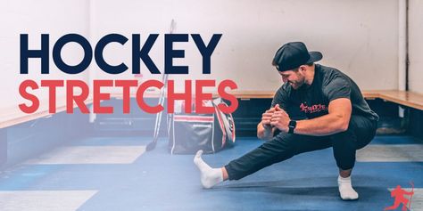 Hockey Stretches - Static and Dynamic Stretching For Hockey Players Hockey Goalie Stretches, Hockey Stretches, Hockey Nutrition, Hockey Exercises, Hockey Tips, Hockey Workouts, Marvel Nails, Hockey Diy, Kids Workout