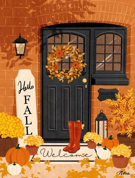 Art Of Nora, Art Prints Decor, Prints Decor, Ipad Drawings, Autumn Illustration, Illustrations Art, Fall Background, Puzzle 1000, Fall Decorations