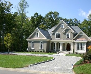 The Driveway is the Backbone of your Landscape Design. . .i love the natural gravel and border of stone U Shaped Driveway Landscaping, Semi Circle Driveway Landscaping, Half Circle Driveway Landscaping, U Shaped Driveway, U Shape Driveway Landscaping, Cape Exterior, Curved Driveway, Circle Driveway Landscaping, Chateau Garden