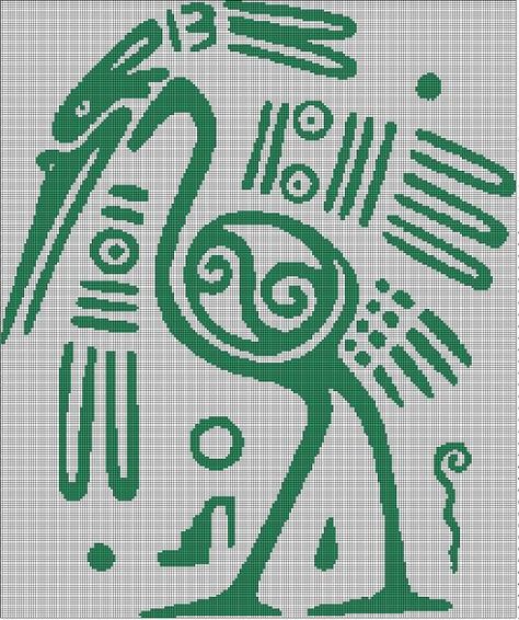 Aztec Bird, Digital Computer, Form Crochet, Bird Silhouette, Square Paper, Cross Stitch Patterns Free, A Pattern, Simple Patterns, Paper Design