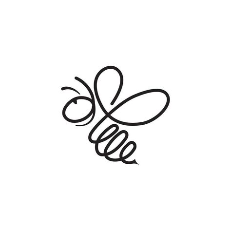 Bee logo icon line style vector. One Line Bee Drawing, Bee Line Drawing, Bee Line Art, Bee Outline, Bee Vector, Palmer Clay, Pen Designs, Logo Bee, Honey Hive