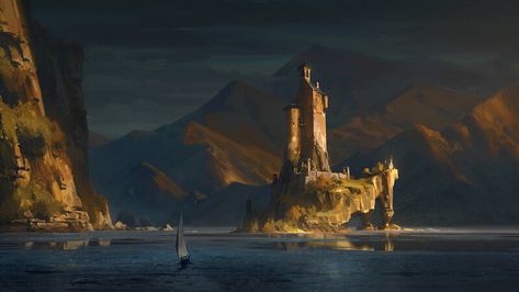 ArtStation - Lochundr, Grady Frederick Background Study, Fantasy Castle, Magical Art, Fantasy Places, Fantasy Paintings, Environment Design, Environment Concept Art, Fantasy Inspiration, Fantastic Art