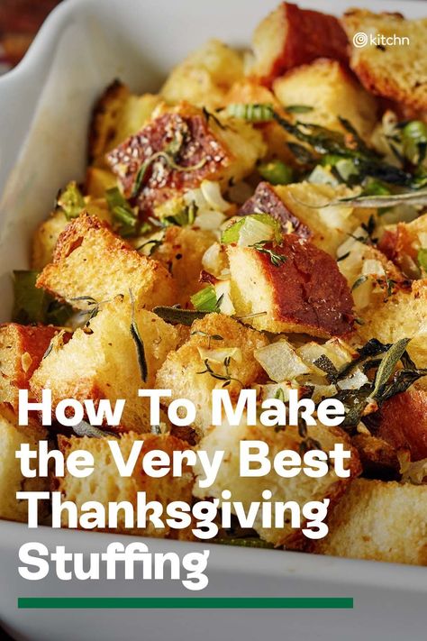 Festive Turkey Cranberry Stuffing Balls, Stuffing Recipes Christmas, Stuffing With Eggs Thanksgiving, The Best Stuffing Recipe Ever, Ina Garten Thanksgiving Recipes Stuffing, Bon Appetit Stuffing, Martha Stewart Brioche Stuffing, Crunchy Stuffing Thanksgiving, Best Bread Stuffing Recipe