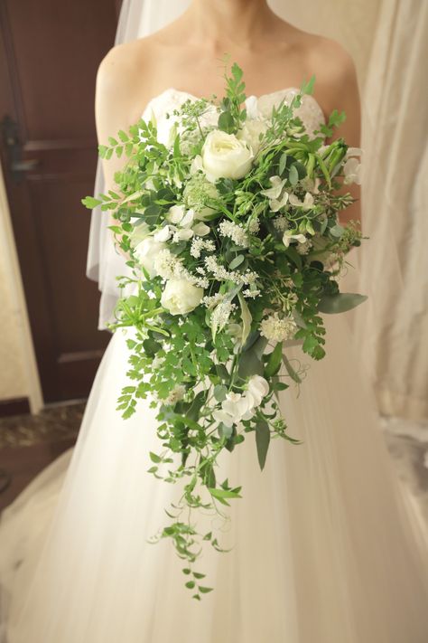 Draping Bride Bouquet, Cascading Bouquet White, Jasmine Bouquet, Trailing Bouquet, Teardrop Bouquet, Greenery Wedding Bouquet, Bridal Coat, Green Wedding Bouquet, Cascading Wedding Bouquets