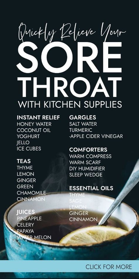 25 natural sore throat remedies in your kitchen cupboard for fast relief #sorethroat #naturalremedies #diyremedies #homeremedy Herbs For Sore Throat And Cough, Pineapple Juice Cough, Foods For Sore Throat, Best Sore Throat Remedies, Gargle For Sore Throat, Good For Sore Throat, Cough Mixture, Recipes Using Honey, Throat Tea