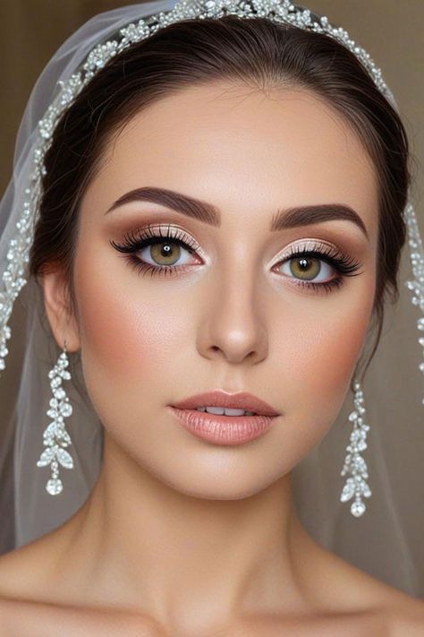 Hazel Eyes Bridal Makeup, Wedding Makeup Rose Gold, Purple Bridal Makeup, Full Glam Bridal Makeup, Wedding Makeup For Bride, Makeup Looks Soft Glam, Makeup Looks Soft, Arched Brows, Soft Glam Bridal