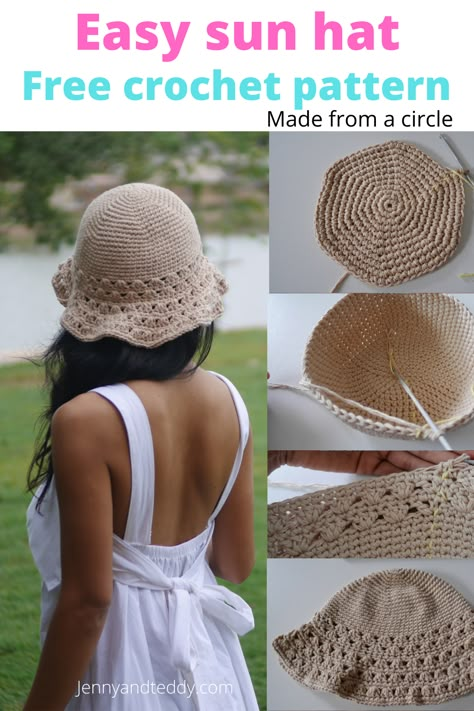 Crochet Summer Hat Pattern Free, Crochet Cotton Sun Hat Free Pattern, Crochet Summer Hats Free Pattern Ladies, Sunhat Crochet Pattern Free, Crochet Sun Hat Free Pattern Summer, Summer Crochet Beanie Pattern Free, Cute Crochet Hats Free Pattern, Crochet Baby Sun Hat Free Pattern, Crochet Hats Free Pattern Ladies Summer