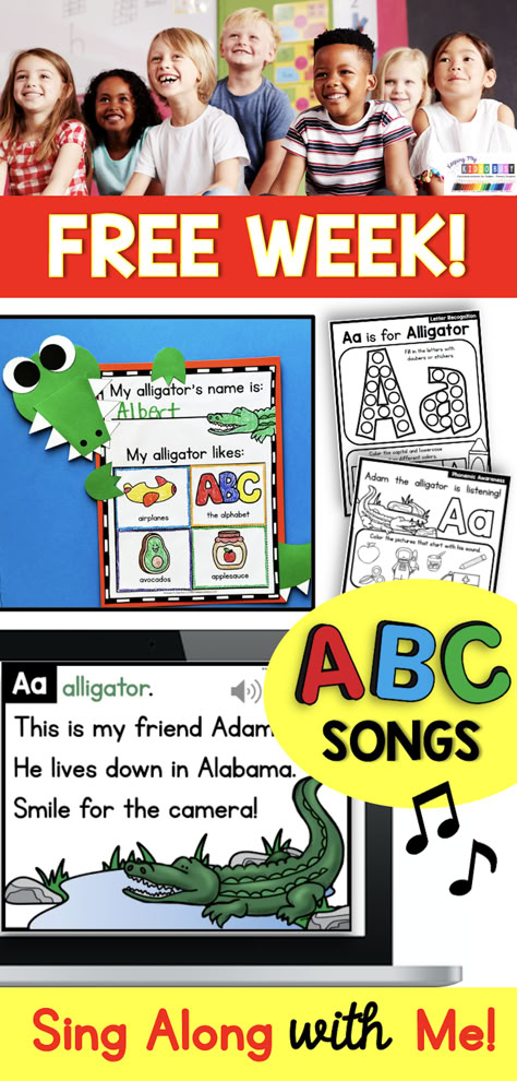 The entire 1st WEEK is FREE to download and teach! Aligned with the Science of Reading ➔  Phonemic Awareness ▪︎ Phonics ▪︎ Reading Fluency ▪︎ Comprehension ▪︎ Vocabulary ▪︎ Children absolutely ❤️ the  Sing-Along SONGS ✨ Animal CRAFTS ✨ Daily WORKSHEETS ✨ Weekly SEL Lessons ✨ Literacy + Math CENTERS ✨ NONFICTION Readers ✨ Hands-On Activities for FINE MOTOR skills ✨ Plus, so much more! ✂️ Use this ABC curriculum in the CLASSROOM ● or for HOMESCHOOLING #letteroftheweek #earlyliteracy Prek Phonological Awareness Activities, Science Of Reading Kindergarten Free, The Science Of Reading Kindergarten, Sel Posters, Cvc Stories Kindergarten Free, Interactive Crafts, Activities For Fine Motor Skills, Letter Poems, Preschool Phonemic Awareness