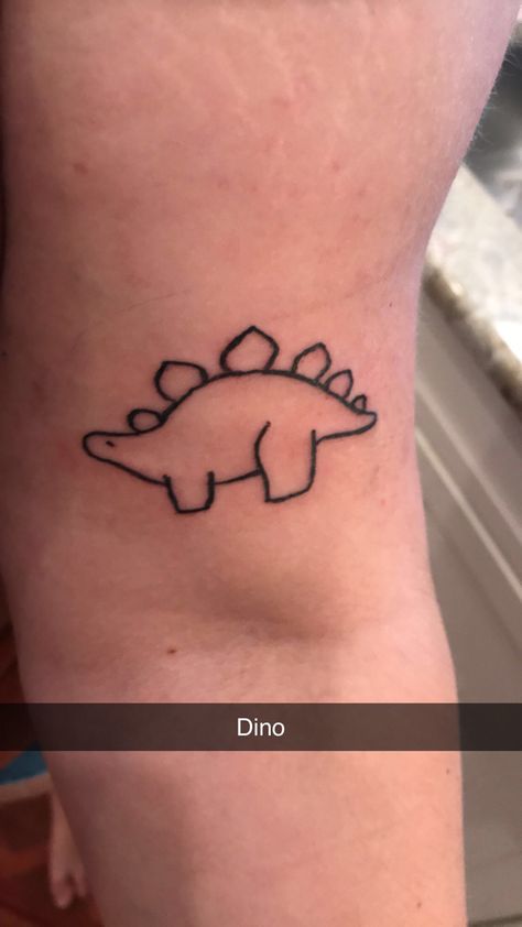 Stegosaurus tattoo Cute Stegosaurus Tattoo, Small Stegosaurus Tattoo, Dino Nugget Tattoo, Stegasorus Tattoo, Big Stick And Poke Tattoo, Nugget Tattoo, Stegosaurus Tattoo, Dino Tattoo, Ink Therapy