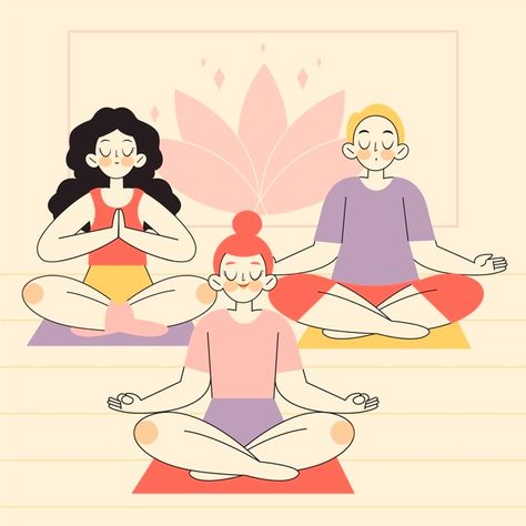 People Meditating, Organic Illustration, Yoga Background, Happy Yoga Day, Yoga Drawing, Yoga Illustration, Happy Yoga, Yoga Poster, Corporate Art