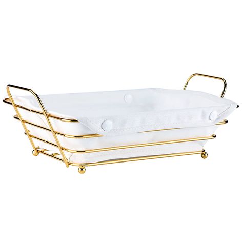 XIAOMIANYANG Bread Basket for Table Bread Basket with Removable Fabric Lining Wire Bread Basket Rectangular Metal Serving Basket for Breads Roll Muffin Pastries Chips Snack, Gold/Cream : Amazon.co.uk: Home & Kitchen Bread Holder, Serving Basket, Bread Storage, Bread Serving, My Shopping List, Bread Roll, Types Of Bread, Snack Chips, Bread Basket