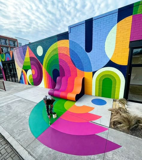 Artistic collaboration:: Jessie Unterhalter and Katey Truhn | 》》Legs and lines《《 . . . #interiordesign #murals | Instagram Colorful Art Installations, Abstract Mural, Living Walls, School Murals, 2023 Photo, Colorful Murals, Bedroom Murals, Wall Murals Painted, Georgia Usa