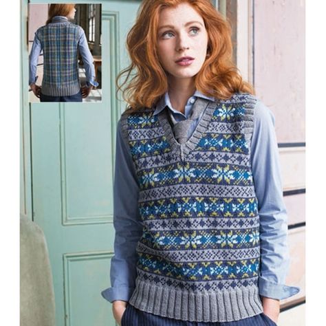 FAIR ISLE VEST Fair Isle Vest, Fair Isle Knitting Patterns, Knit Vest Pattern, Fair Isles, Knitting Machine Patterns, Fall Fashion 2016, Vogue Knitting, Knitting Magazine, Fair Isle Pattern