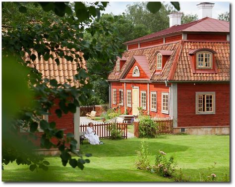 Gård & Torp, Property In Sweden, Homes In Sweden, Renting In Sweden, Swedish Real Estate, Searching For A Home Overseas, Swedish Vacation Homes House Attic, Swedish Homes, Swedish Houses, Swedish Cottage, Red Houses, Sweden House, Attic Flooring, Red Cottage, Swedish House