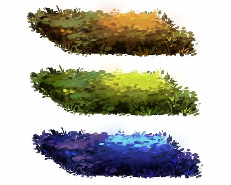 How To Paint Grass Digital, Nature Digital Art Tutorial, Nature Art Reference, Tree Tutorial Digital, How To Draw Grass Digital, Landscape Tutorial Digital, Simple Background Reference, Background Art Reference, Grass Reference