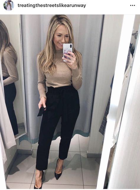 Black Pants Outfit Dressy, Black Dress Pants Outfits, Samba Vegan, Work Outfits Frauen, Camel Sweater, Dress Pants Outfits, Black Pants Outfit, Professional Work Outfit, Cute Work Outfits