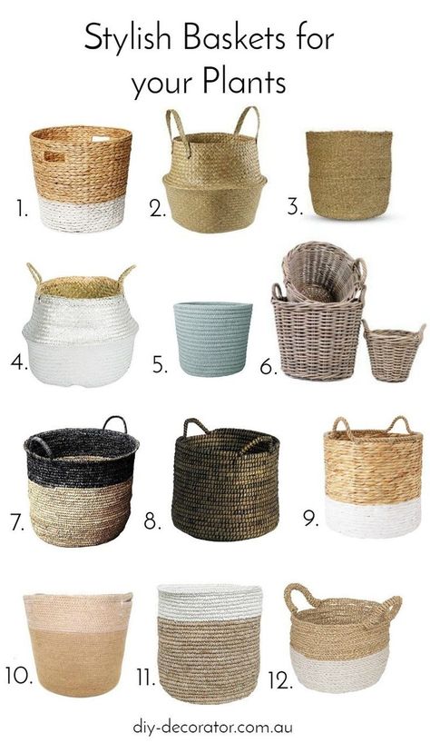 Stylish Baskets, Baskets For Plants, Indoor Plants Bedroom, Indoor Plants Diy, Hanging Plants Diy, Plants Diy, Plant Decor Indoor, Bedroom Plants, Plant Basket