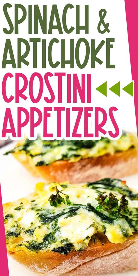 Spinach and Artichoke Crostini Artichoke Crostini, Party Appetizers Easy Crowd Pleasers, Crostini Appetizer, Party Finger Food, Crostini Appetizers, Party Snacks Easy, Party Appetizers Easy, Party Finger Foods, Party Appetizers