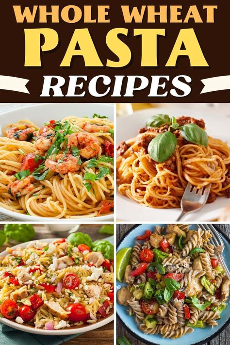 Give dinner a healthy upgrade with these whole wheat pasta recipes! From mac and cheese to spaghetti to baked ziti, you'll love these easy dishes. Recipes With Whole Wheat Pasta, Whole Wheat Rotini Pasta Recipes, Wheat Noodle Recipes, Whole Wheat Pasta Recipes, Whole Grain Pasta Recipes, Vegetarian Pesto Pasta, Whole Wheat Pasta Recipe, Pasta With Yogurt, Rotini Pasta Recipes