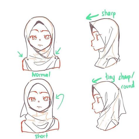 Hijab Style Drawing Reference, How To Draw Hijab Step By Step, Hijabi Drawing Reference, Hijab Art Reference, Hijab Drawing Sketches, How To Draw A Hijab, How To Draw Hijab, Hijab Drawing Reference, Hijabi Sketch