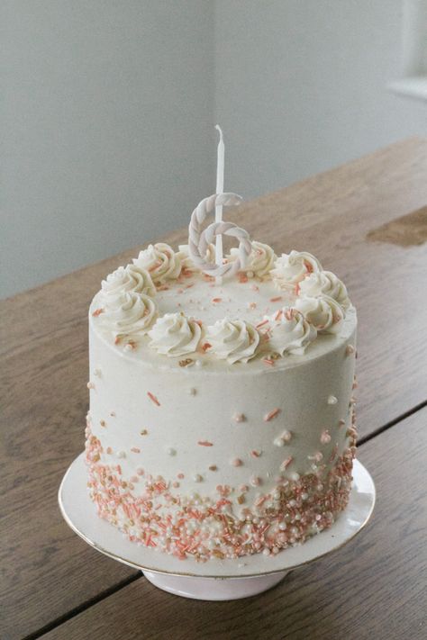 Simple Second Birthday Cake, White Cake Sprinkles, Sprinkle Smash Cake, Baby Sprinkle Cake, Cake With Sprinkles, Tea For Two Cake, Pink Sprinkle Cake, White Sprinkle Birthday Cake, Pearl Sprinkles Cake