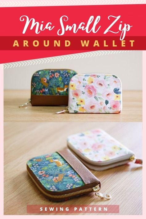 Small Fabric Wallets Diy, Small Zip Pouch Coin Purses, How To Sew A Wallet With Zipper, Sew Wallet Pattern, Small Wallet Pattern Free, Zipper Wallet Sewing Pattern, Zip Around Wallet Pattern, Small Wallets For Women Diy, Keychain Wallet Pattern